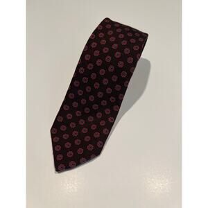 Vintage Filene's Boston Traders Silk Necktie Brown Pink Purple Geometric JL
